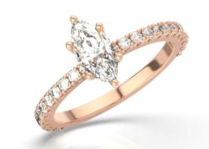 Quality D VS1 18K Rose Gold Ring 2CT Weight Marquise Cut for Engagement wholesale