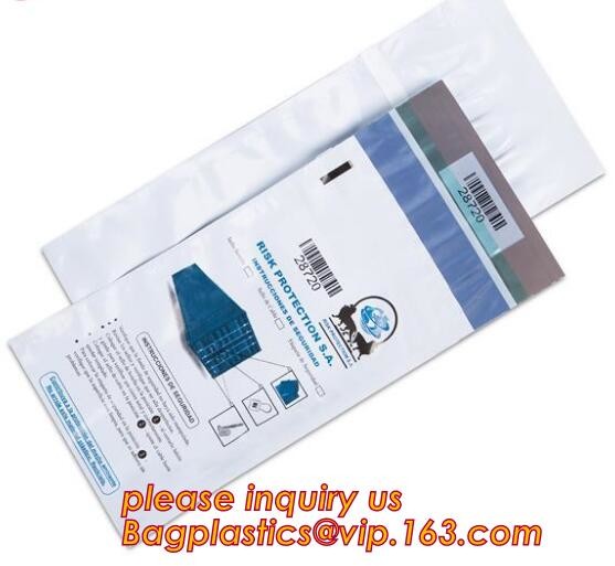 Opaque Tamper Evident Sealing Plastic Bank Money Steb Security Bag / Custom Self Adhesive Plastic Courier Bag, bagease