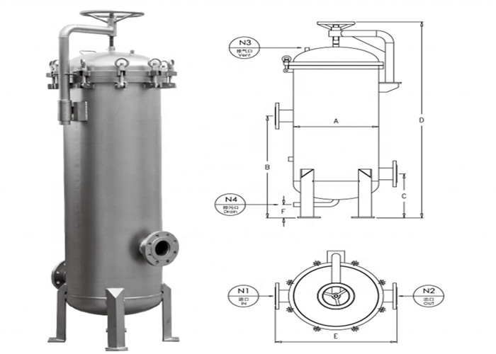 1-3'' Inlet / Outlet High Pressure Filter Housing Large Volume Filtration For RO System