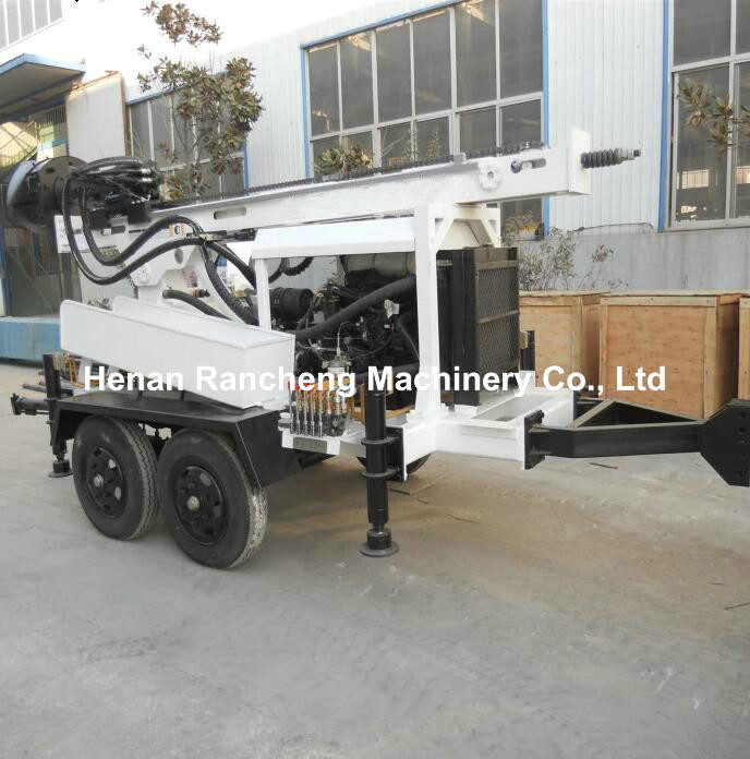 Hydraulic Borehole Trailer Mounted Water Well Drilling Rigs 160m Drill Depth 45KW