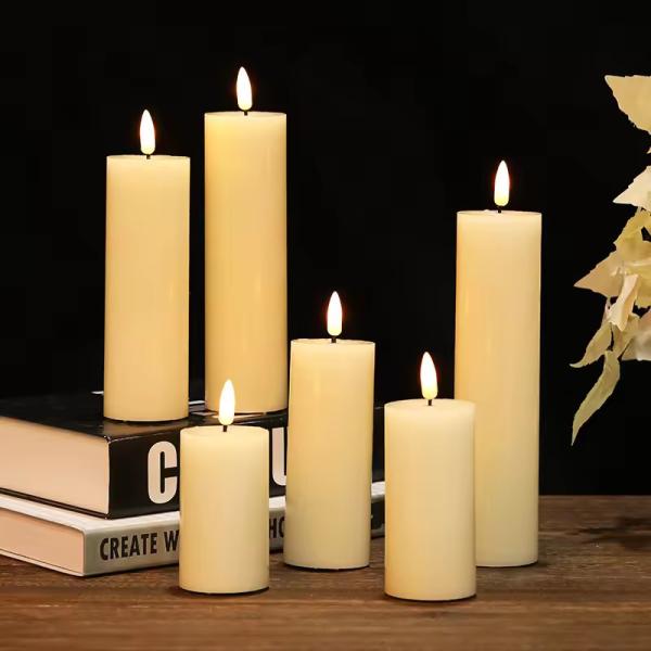 LED Candle Battery Remote Control Flameless Christmas Cylindrical Glass Cylinder