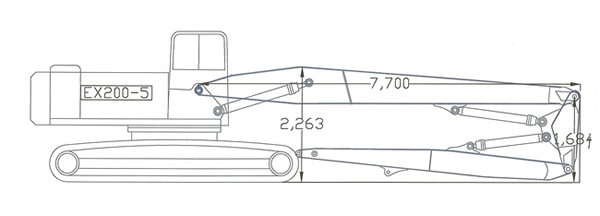Three Parts Telescopic Demolition Boom , Q355B Q690D Demolition Excavator Arm