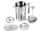 Stainless Steel 51oz French Press Coffee Pot Double Wall Insulated Cafetiere