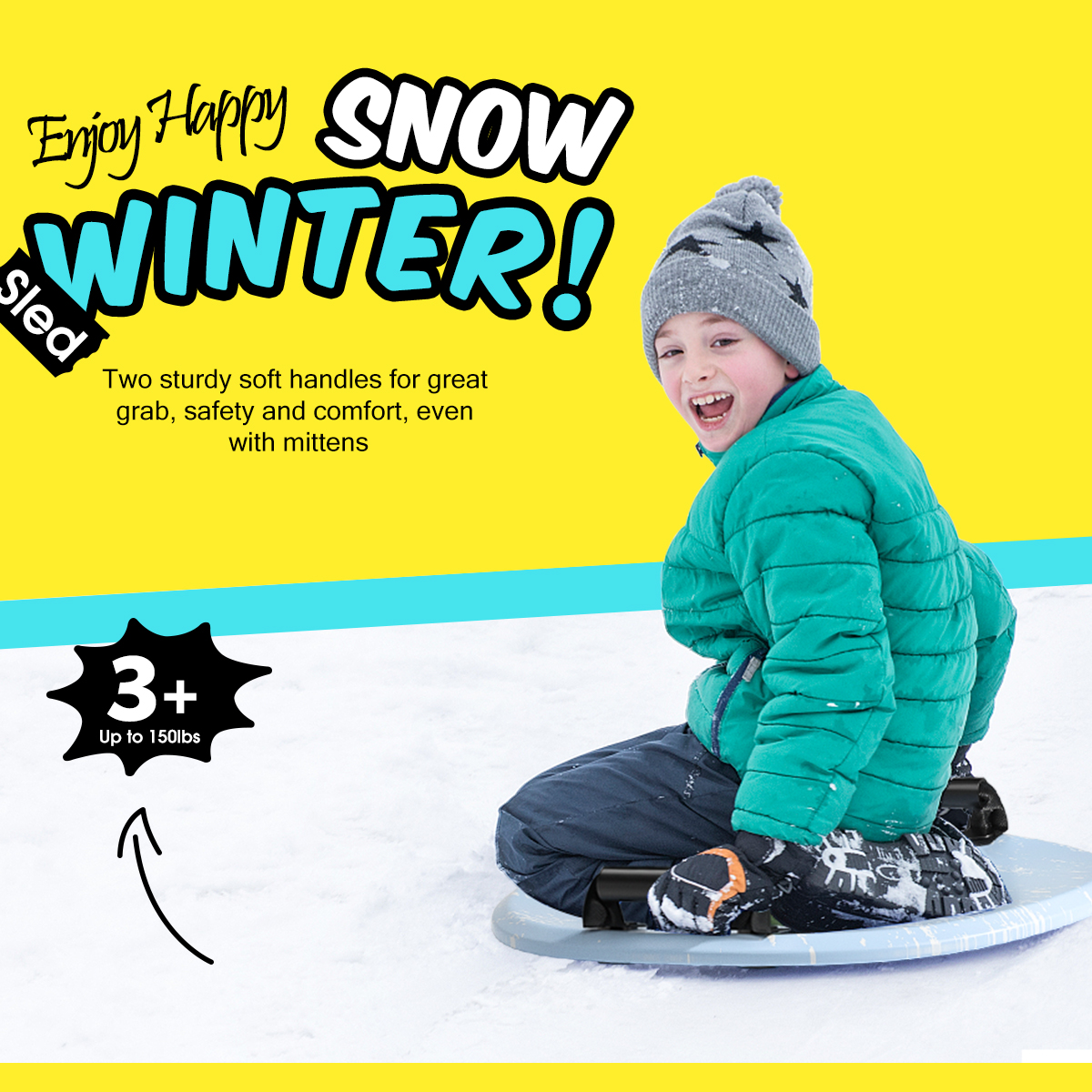 Round 21'' Snow Scooter for Kids Customized Winter Sports Sledding EVA Foam Sleds