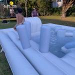 White Outdoor Inflatable Soft Play Equipment Playground Water Slide Pool For