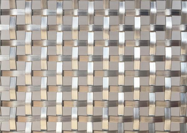 Natural Colour Stainless Steel Flatwire Woven Metal Mesh Screen For Architectura
