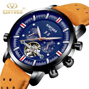 Quality KINYUED J019-7 Men's Automatic Tourbillon Hollow Bottom Mechanical High-end Business Watch wholesale