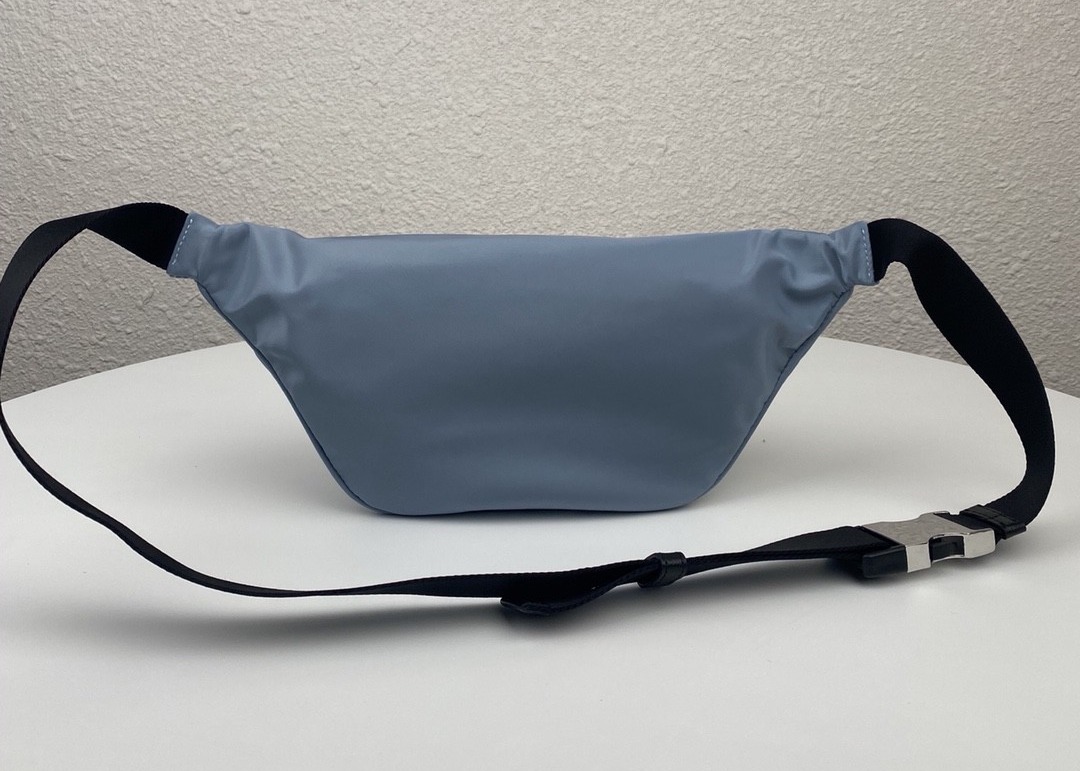 Triangle Logo Blue Dumpling 33cm Ladies Waist Bag With Zipper Open