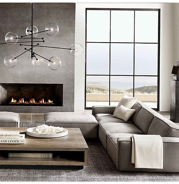 Postmodern LED Chandelier Living Room Black Gold Hanging Light Fixture Nordic Glass ball Pendant Lamp(WH-GP-34)