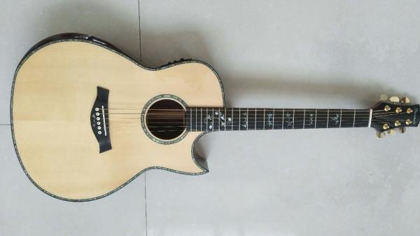 Free shipping dreadnought customize guitar cut-away AAAA all solid single cut