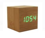 Promotional Electronic wooden led alarm clock wood logo customized