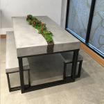 Rectangular Kitchen Chair Set Concrete GRC Dining Table With Bench