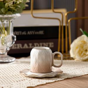 Quality Coffee Cups Of 6 Luxury Pink Espresso Cups And Plate Design Ceramic Mugs Water Coffee Milk Cup Mug Ceramic Coffee Mugs for Wholesale wholesale