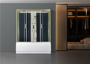 Quality Shower Cabin with White acrylic tray 170*85*2150cm gold alumimium ,High tray wholesale