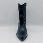 SGS ROHS Womens Leather Dress Boots Soft Nappa Leather Black Crocodile Print