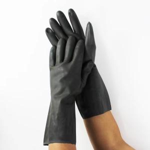 Quality Black Neoprene Chemical Resistant Gloves 13 Inches Alcohol Resistant wholesale