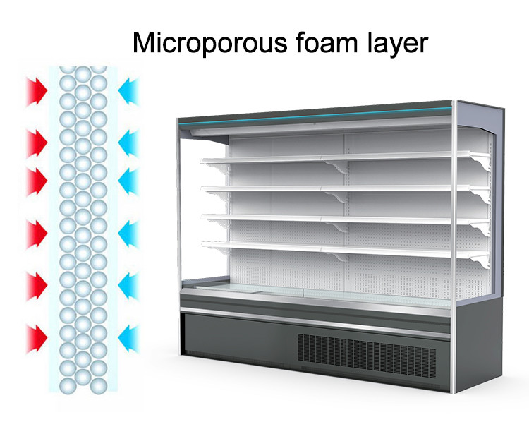 Fruit Vegetable Open Showcase Chiller LED 4 Layers Food Display Refrigerator