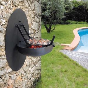 Quality Decorative Wall Mounted Corten Steel BBQ Grill Fire Pit Retractable wholesale