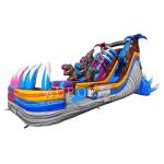 Outdoor Bouncy Inflatable Water Slides For Pool Purple Blue Commercial Grade