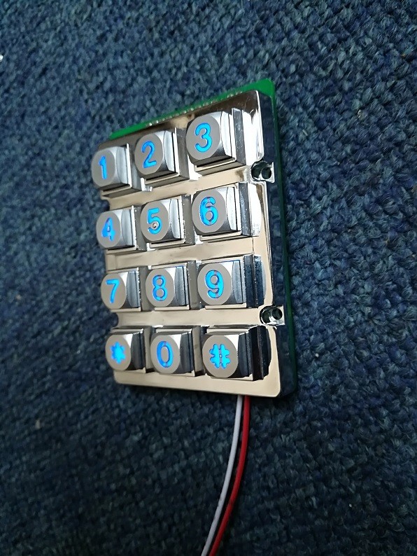 IP65 waterproof rugged 3X4 die cast numeric keypad with back lighted lighting for security system
