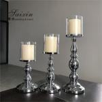 Three Piece Golden Tall Metal Candle Holders Set Candlesticks Small 45CM