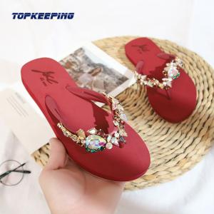 Quality Summer Classy Lady PE Slipper Bling Diamond Beach Season wholesale