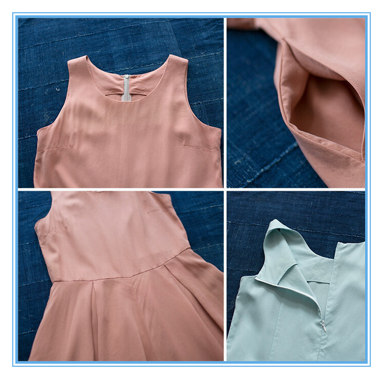 Latest Style Plain Sleeveless Chiffon Design One Piece Summer Dress For Lady