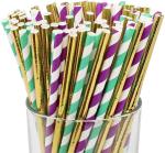 196.85mm Disposable Party Tableware Striped 10mm Christmas Paper Straws