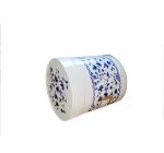 Blue White Porcelain Pattern Tea Packaging Box , Round Shape Custom Tin Cans