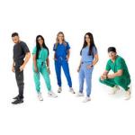 Basic Hospital Scrubs V Neck New Style Stretchy Medical Scrubs Sets