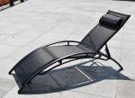 Outdoor KD Curved Leg Textilene Lounger Aluminum Sun Bed With Pillow