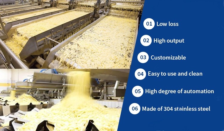 200 KG Full Automatic Quick Frozen French Fries Production Line 304 Food Grade Stainless Steel