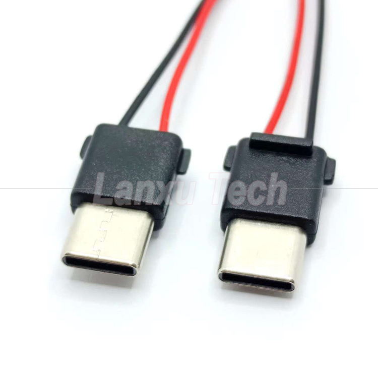 USB Type C 2 Pin Male Plug Connector Cable for Phone Power Bank