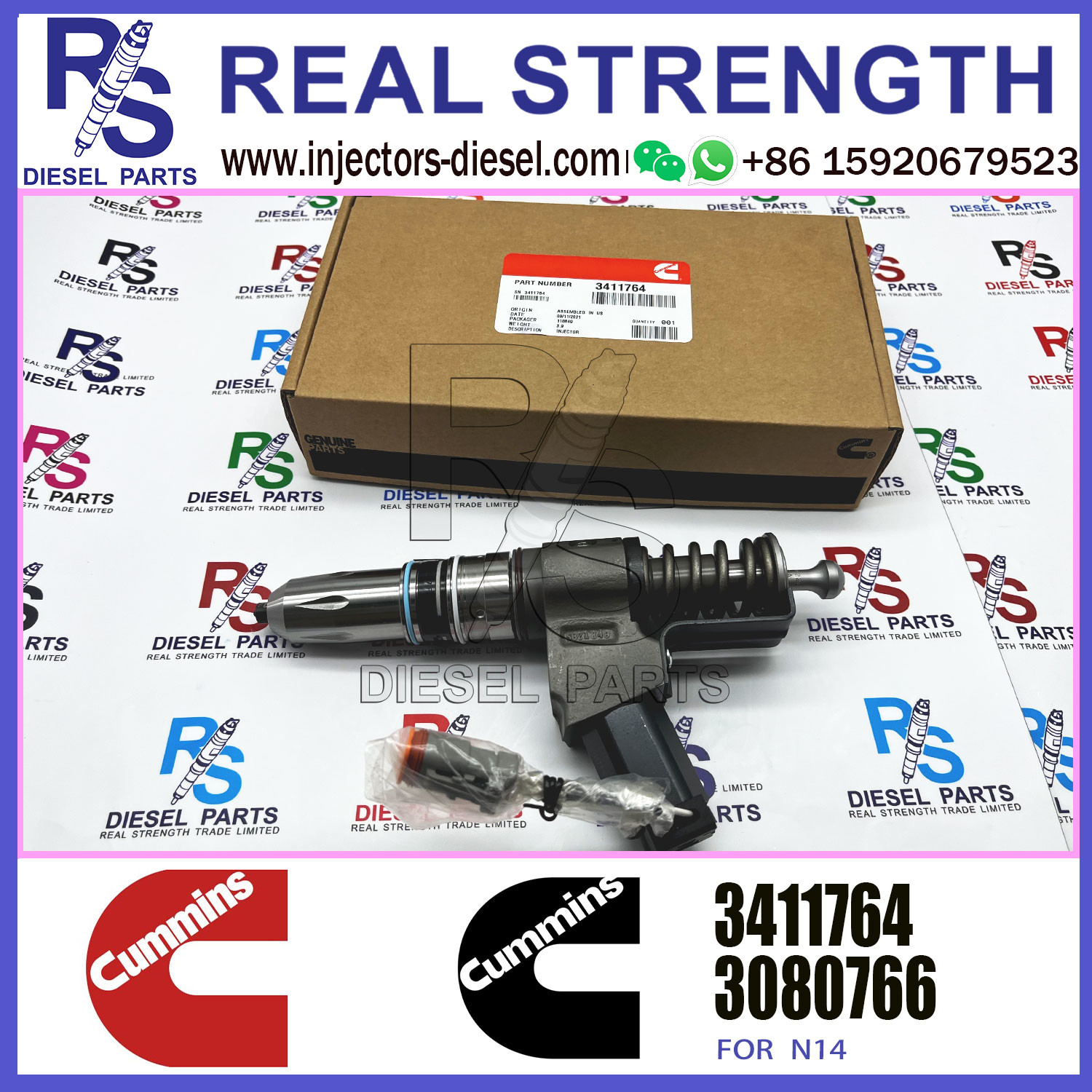 Diesel Engine Spare Parts Common Rail Fuel Injector 3411764 3411767 For Cummins Engine N14