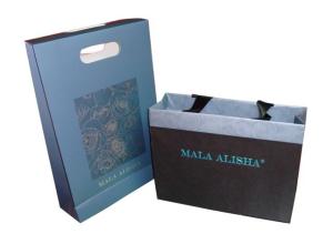 Quality Black / White Mala Alisha 250g Paper Carrier Bag 0c+1c Printing, Custom Shopping Bags wholesale