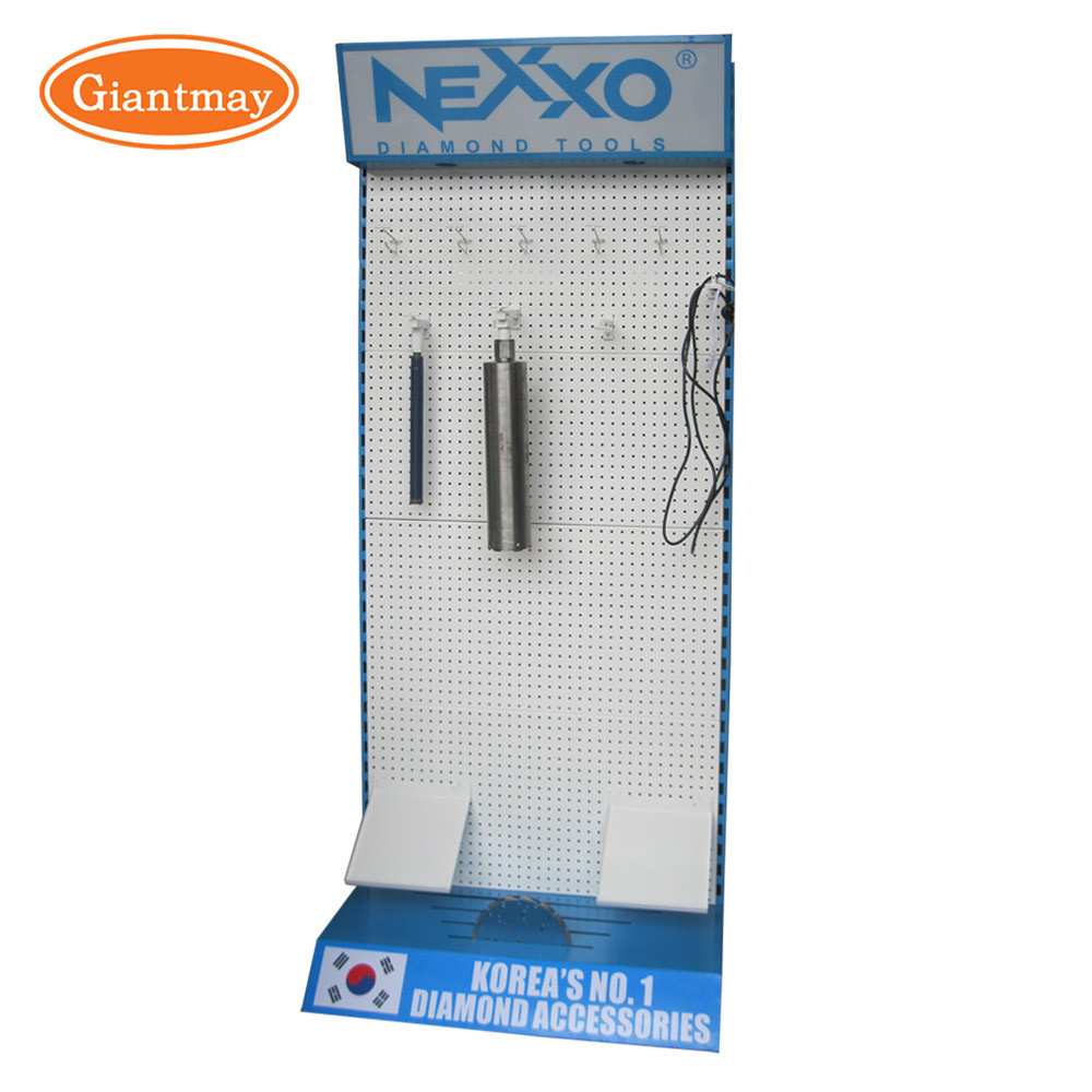 Free Standing Hanging Hooks Rack Metal Tool Shelves Floor Display