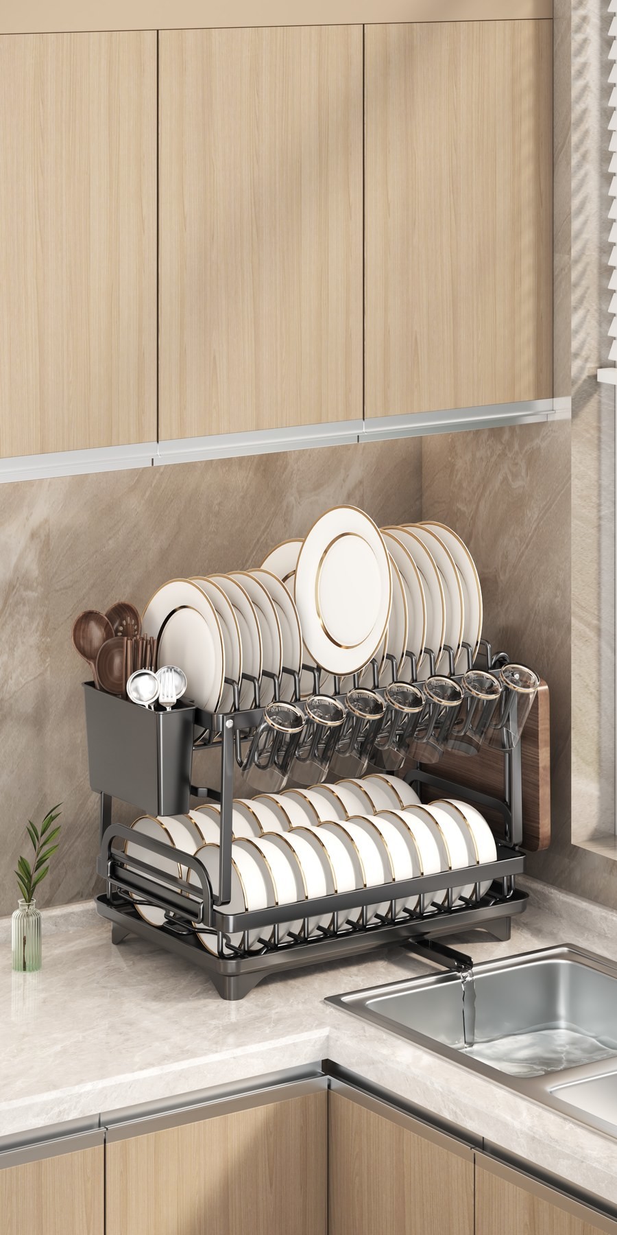 Iron Dish Rack for Kitchen Room Space Kitchen Classification Folding Rack