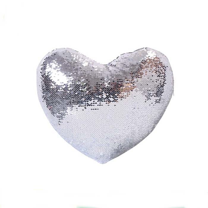Personalized Heart Shape Sequin Sublimation Pillow Case Sparkling Style