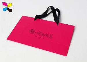 Quality Pink Printed Paper Bags For Chain Store , Silver Foil Logo White Art Paper Bag wholesale