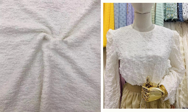 180-300gsm 100% Polyester Pleated Stretch Knitted Fabric Plain Crinkle Material