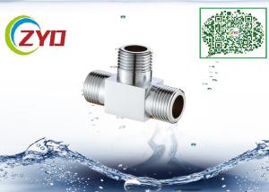 Quality 1/2FX1/2FX1/2F Brass Chrome Plated Three Way One Inlet Two Outlet Shower Faucet Diverter Bathroom Bidet Fitting wholesale