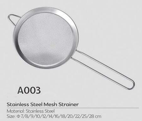 Hot selling kitchen stainless steel mesh strainer with silicone ear and handle
