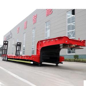 Quality 24V Low Bed Semi Trailer 100 Tons 6 Axles In Three Lines Gooseneck Drop Deck Truck wholesale