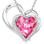 Lead Free Sterling Silver Heart Pendant Necklace 1.18x0.98in Austrian crystal