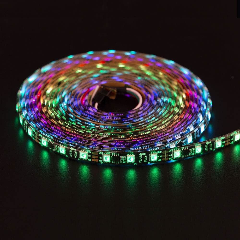 WS2811 IC=RGB IC Addressable Dream Color LED Strip 60LEDs/m IP65 Splash Proof white PCB Flexible DC12V Chasing Effect