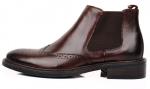 Brogue Style Mens Ankle Boots Slip On Full Grain Leather Size Customized