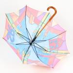Wood J Handle Curved Handle Umbrella Dog Design Print Black Metal Frames / Shaft