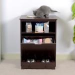 E1 MDF Board Pet Feeder Station Cabinet 580x340x820CM With 2 Stainless Steel
