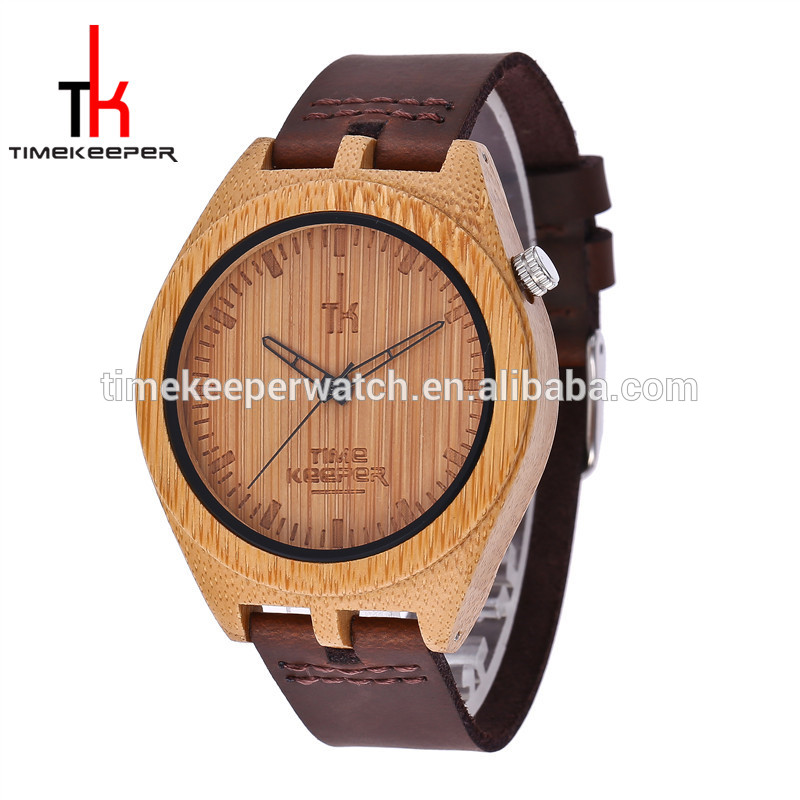 2017 Men Wood Watch Made Out Black Sandal Wood Handmade Leather Strap Digital Wood Watches Custom Logo