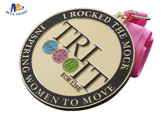 Turtle shell Custom Made Medals Background Sandblast Medallion Shiny Gold Plating With One Color Printing